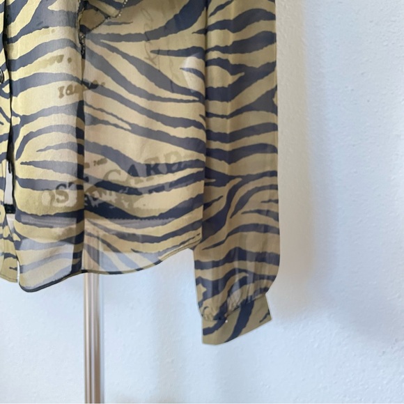 Veronica Beard Tiger-Print Ruffle Button-Front Blouse - Picture 6 of 12